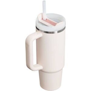 Pink Tumbler with Handle and Straw